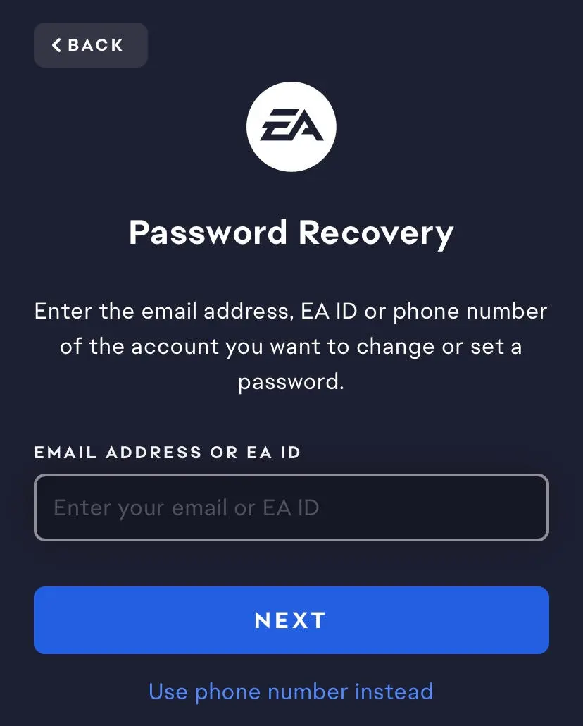 EA Enter Email Address