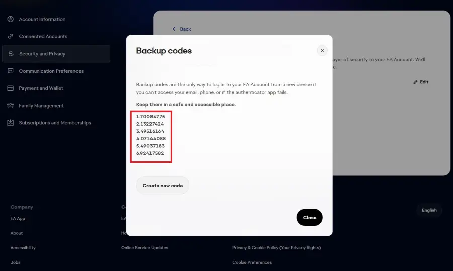 EA FIFA Backup Codes View How to See