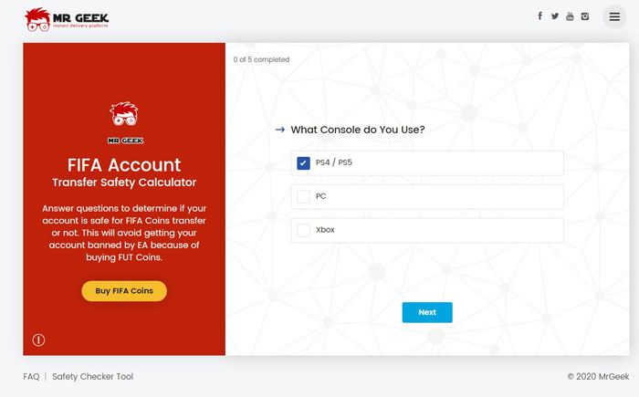 FIFA Coin Transfer Account Safety Checker Tool MrGeek