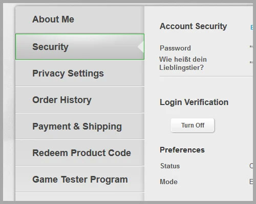 Security Tab EA Account FIFA