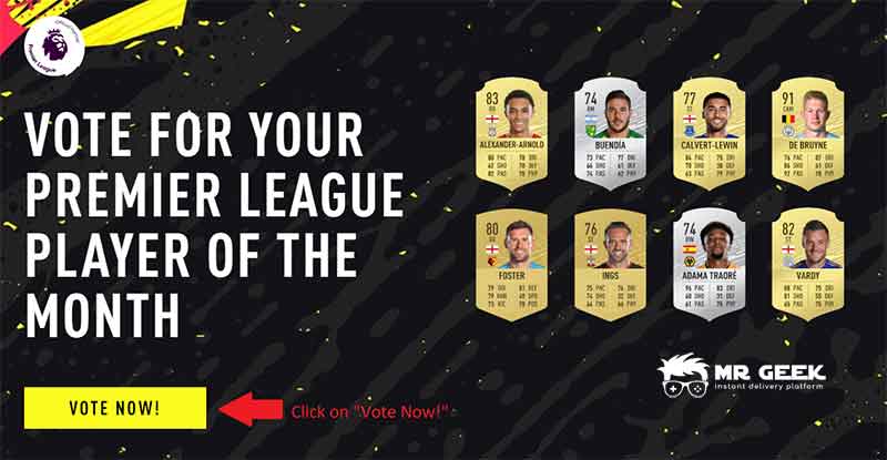 vote pour potm fifa 20 premier league janvier février mars