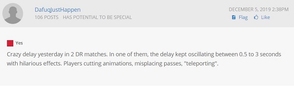 missing passes teleporting players delay lag fut 20