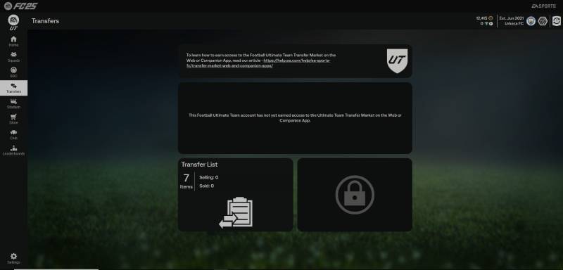FC 25 Transfer Market Unlock