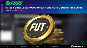 EA Sports FC 25-Spieloberfläche zeigt FC 25-coins mit Fokus auf Verdienst- und Kaufoptionen