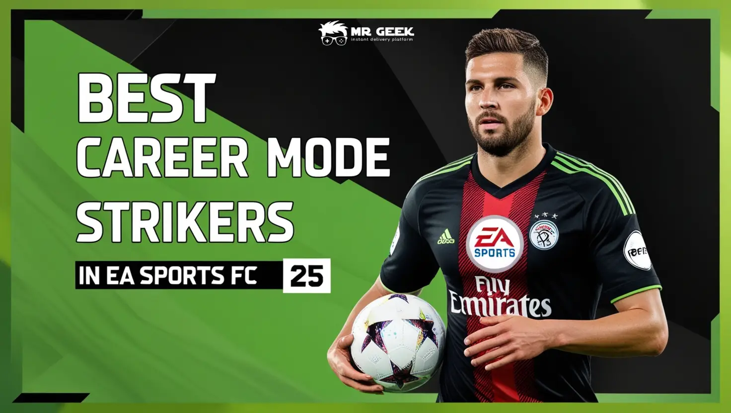 Mejores delanteros en el modo carrera de EA Sports FC 25, con jugadores destacados como Kylian Mbappé, Erling Haaland y Victor Osimhen.