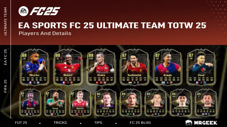 EA Sports FC 25 Ultimate Team TOTW 25 Players And Details