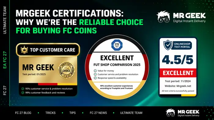 MrGeek-certificeringen: waarom wij de betrouwbare keuze zijn voor het kopen van FC munten