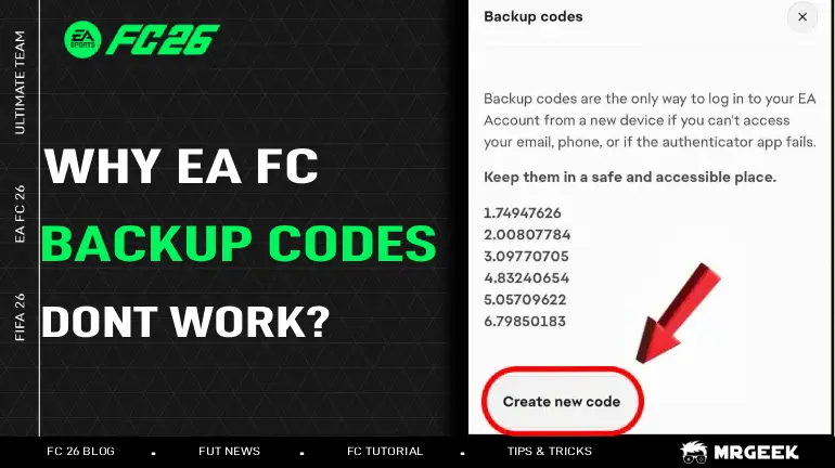 故障排除指南：EA FC备份代码无法使用的原因，以及如何修复问题以访问FUT账户和进行金币转账。