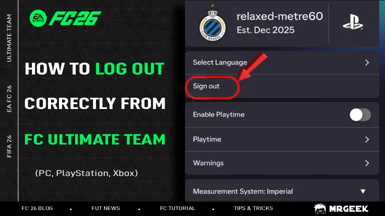 EA SPORTS FC Ultimate Team log out guide
